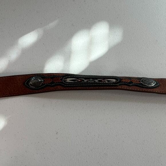 Wrangler Belt Mens (39.5-44) In Handcrafted Genuine Leather Southwestern Concho - Picture 6 of 16